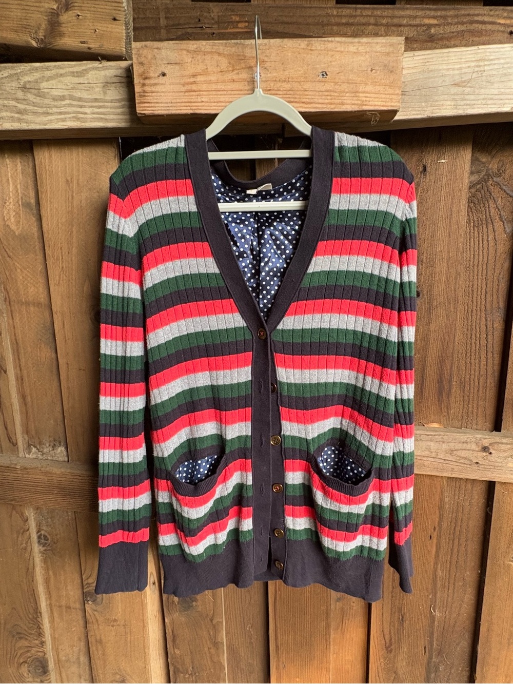 Anthropologie Moth Striped Twee Indie Lightweight Contrast Cardigan
